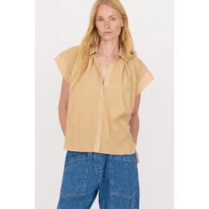SECULAR Trinity Button Up Shirt in Camel L Effortless Scandi Minimalist